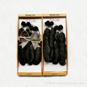 Adorable Box Locs Best Synthetic Weave Hair Weaves Big Curly,Black Heat Resistant Fiber Packet Hair Bundles Wonder Curl 4pcs